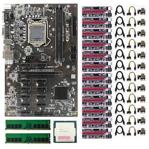 マザーボードB250 BTCマイニングマザーボードセット12x009S PCIE 1Xから16X RISER CARD 1XG3900 CPU 2x4G DDR4 RAM