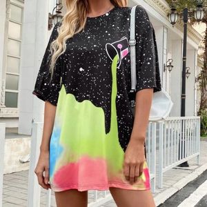 Camisetas femininas T-shirt feminino Mulheres 2022 Summer Short Slove Dream Feather Fashion Prind Lady T-shirts Top Shirt Ladies Womens