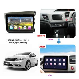 Estéreo de vídeo de carro duplo de 10 polegadas para Honda Civic 2012-2015 RHD DVD Player com GPS Navigation Bluetooth Touch Screen