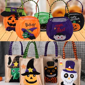 Decorazione per feste di Halloween Borsa a mano rotonda con cappuccio da strega Vampiro Fantasma Festival Regalo di caramelle per bambini Borse simili a animali Borsa di zucca