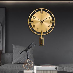 Zegary ścienne luksusowy zegar vintage czysty wahadło miedziane nieme mosiądz nowoczesny design reloj de pared w salonie wystrój salonu