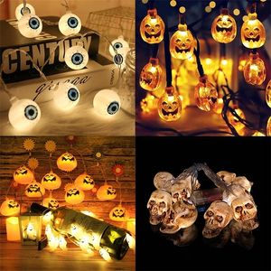 Odzież dla psów 1,5 m 10LLED Halloween Dypkin Ghost Skeletons Bat Spider LED String Festival Bar Home Party Decor Ornament 220921