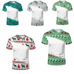 Сублимационная пустая рождественская футболка с завязками, 100% полиэстер, отбеливающая футболка унисекс для взрослых и детей, семейная одежда с короткими рукавами