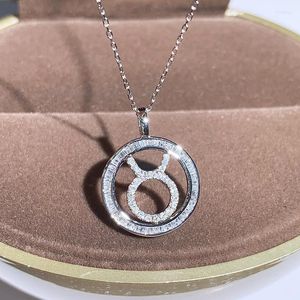 Lockets 925 Silver Color Necklace Pendant Jewelry For Women Full Diamond Circle Luxury Pierscionki