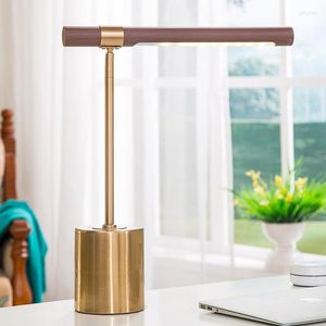 Lâmpadas de mesa Wood Grain Desk Lamp Room de estar da sala de estar infantil de proteção para os olhos Modelo de cabeceira El