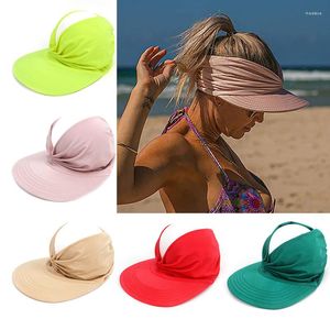 Visors Summer Hat Women's Sun Visor Anti-Ultraviolet Elastic Puste Hollow Top Wide-Rimmed Beach Women