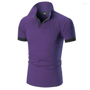 Herren Polos 2022 Sommer Herren Purple T-Shirt Top losen Abdrehen Kragen T-Shirt Männlich Kurzarm Business Golf Polo 5xl