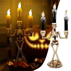 Dog Apparel Halloween Ghost Hand Candle Lights Smoke-free Skull Holding Lamp Electronic Glowing Decoration for Home 220921