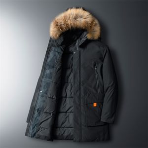 メンズダウンパーカーサーマルジャケット太いパフコート高品質のオーバーコート冬パーカー90％ホワイトダックリムーバブルキャップ220922