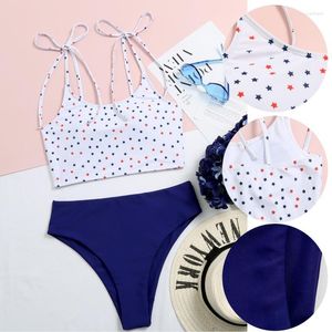 Women's Swimwear Women's Women Cute Sun Star Moon Lattice High Waisted Tankini Swimsuit Ladies Two Pieces Bathing Suit Casual Summer