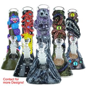 10 -calowy szklany zlewka bong hakahs Huggy Wuggy Babcia Monster Horror Games Funny Octopus Dab Rigs Playtime Catcher Catcher Rura wodna Dry Herb Glass Rig Halloween