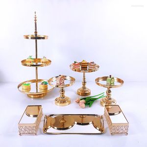 Bakeware Tools 6-10pc Crystal Metal Wedding Cake Stand Rack Holiday Party Display Tray Cupcake Plate