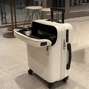 Suitcases 20/24 Inch Suitcase Front Opening Design Trolley Travel Luggage Multi-functional Universal Password Lock Boarding Case