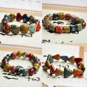 Beaded Strands helt nya keramiska smycken Flower Glaze Beaded Armband Ladies National Wind FB030 Mix Order 20 Pieces A DHSeller2010 DH29L