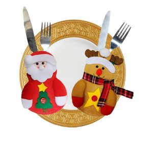 Christmas Santa Claus Cutlery Holder Pockets Cover Tableware Spoon Fork Bag Christmas Decorations Home Dinner Table Decor