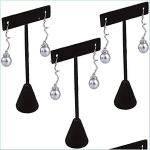 Other Big Promotion Fashion Black Veet Jewelry Display Rack T Bar Earring Stud Earrings Holder Hook Exhibition Showcase Dhseller2010 Dhpkc