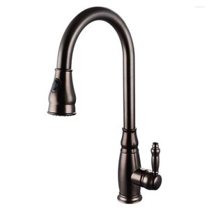 Kitchen Faucets Oil Rubbed Bronze Brass Tall Faucet With Pull Down Sprayer Extra Pullout Sink Swivel High Pulldown