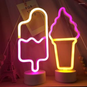 Luci notturne LED Neon Light Signs Lampada creativa Modellazione creativa gelati del gelato decorazioni tabletop per la festa del negozio
