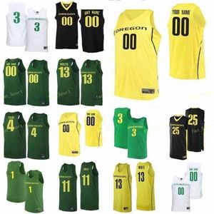 Maglia da basket Sj NCAA College Oregon Ducks 0 Will Richardson 1 N'Faly Dante 10 Shakur Juiston 13 Chandler Lawson Cucita personalizzata