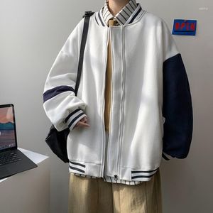 Męskie kurtki Yasuguoji 2022 Chic Lose Patchwork Color Block Mens Harajuku Streetwear Bomber Jacket Men Baseball Coats unisex