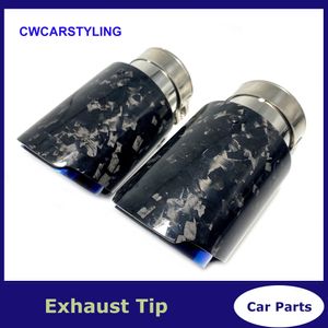 Car Glossy Forged Carbon Fibre Exhaust System Muffler Pipe Tip Straight Universal Stainless Mufflers Decorations For Akrapovic