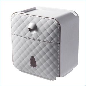 Tissue Boxes Napkins Wall Mounted Toilet Roll Holder Storage Box Paper Towel Dispenser With Shelf And Der For Bathroom Packing2010 Dhop6