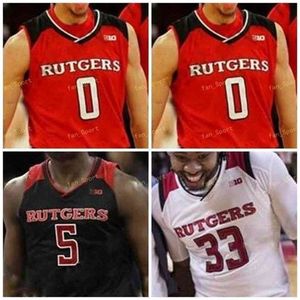 SJ NCAA College Rutgers Scarlet Knights Basketball Jersey 10 SJ Ey Downes 11 Mamadou Doucoure 13 Shaq Carter 15 Myles SJ Hnson Custom Stitched