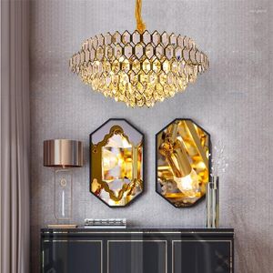 Pendant Lamps FUMAT Luxury Crystal K9 Hanglamp Round Rectangle Hanging Light Fixture For Dining Living Room E14 LED 110V 220V