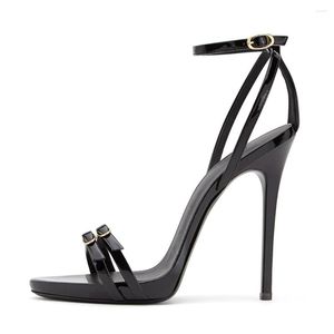 Klänningskor 2022 Black Party High Heels For Women Strappy Elegant Summer Sandals Ladies Sexy Ankle Strap Platform Heeled Shoe Big Size