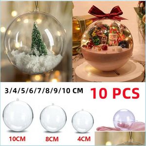 Decorazione per feste 10Pc Natale Palla trasparente Alberi di plastica Scatola aperta Palline Ornamento Regalo di nozze Presente Decorazione domesticapa Bdebag Dhqfy