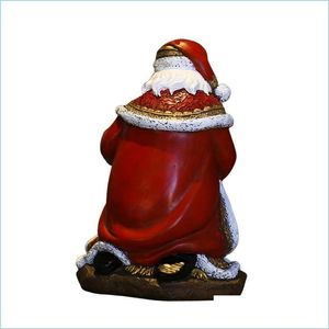 Decoração de festa Papai Noel Claus Jesus Natal ajoelhando o bebê Painted Resin estátua 2 estilos Chirstmas GI Drop Delive Packing2010 DHGBW