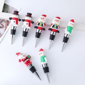 Tappo per bottiglia di vino natalizio Riutilizzabile Babbo Natale Pupazzo di neve Decorativo Accessori per vino Decorazione tavolo da cucina RRB15668