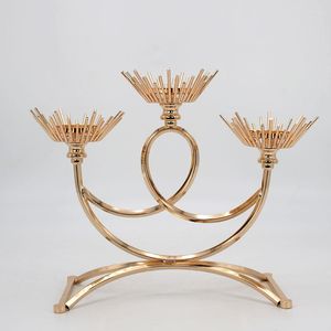 Portacandele Candeliere color argento dorato a 3 teste in lega di zinco/candeliere centrotavola portacandele per decorazioni per la casa per le vacanze