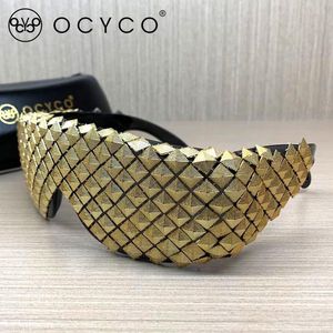 Solglasögon OCYCO 2022 Lyxmode Pyramid Guld Silver Steampunk Dam Nyhet Solglasögon Män Festglasögon Hip Hop Gothic