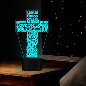 Bedroom decorative 3d cross USB night lights LED 7 colors acrylic table lamp touch novelty bedside light