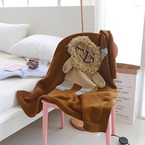 Cobertores coreanos desenhos animados fofos inseado algodão puro manta de bebê lã de malha de malha de ar condicionado