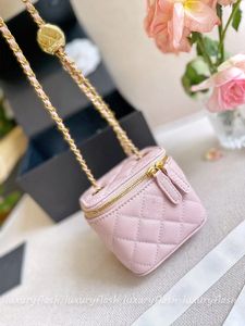 Kadınlar Çapraz Bag Omuz Çanta Tasarımcısı Lüks Mini Taşınabilir Kutu Kozmetik Ruj Çantası Koyun Dinili Siyah Bayanlar Moda Küçük Çantalar