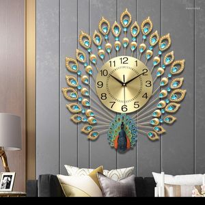 Relógios de parede Luxo Modern Peacock Design Watch Quarto Silent Metal Big Lar Living Art Stylish Saat Home Decoration