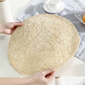 MATS PADS 2PCS NATURAL MON CHUPLOTEMATOS PLACE-Tecido à mão Caso de calor espesso Pad copos de restaurante e pratos Droga da tigela Deli yydhhome dhcir