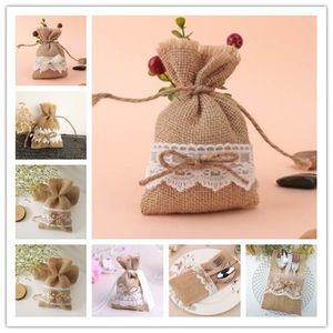 Geschenkpapier, 10 Stück, Weihnachtsmuster, Party, Hochzeit, Gastgeschenke, hessische Sackleinen, Jute-Geschenktüten, Kordelzugbeutel 220922