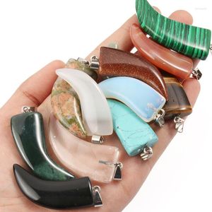 Pendant Necklaces Natural Stone Ox Horn -shaped Turquoises Opal Necklace For DIY Jewelry Size 40mm