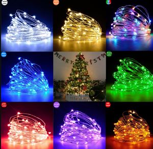 Fairy String String USB Bateria alimentada ￠ prova d'￡gua 2m 5m 10m 20 100 LEDS String Line Silver Firefly Holiday Strip lfla