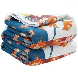 Filtar Cusack Floral Gaze Cotton Handduk Filt för barn Vuxna soffa 230 250 90 180 Dubbelsidig garnfärgad Jacquard