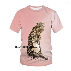 Erkekler Tişörtler Erkekler Kişilik Serin Cheetah Grafik Baskı T-Shirts Moda Hayvan Gündelik Kısa Kol Üstleri Yaz Harajuku