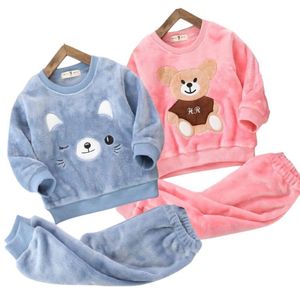 Pajamas Warm Velvet Boys Set Autumn Cartoon Casual Suit Toddler Kids Winter Household Clothing For Girls 2pcs Outfits 2 7 Years 220922