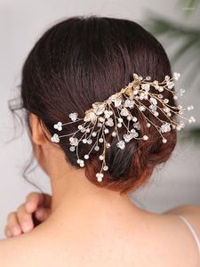 Headpieces Vintage Gold Bridal Hair Comb Handmade Headdress Beautiful Women Accessories Classic Hairstyles Tiara Wedding Jewelry