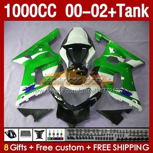 Suzuki GSXR 1000 CC 1000CC K2 00-2002 Vücut 155No.129 GSX-R1000 GSXR-1000 GSXR1000 00 01 02 GSX R1000 2001 2002 2002 OEM Eşleştirme Yeşil Stok