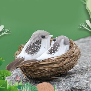 Garden Decorations 1 Set Birds Nest With & Egg Artificial Feathered Bird For Decoration Handmade Realistic And