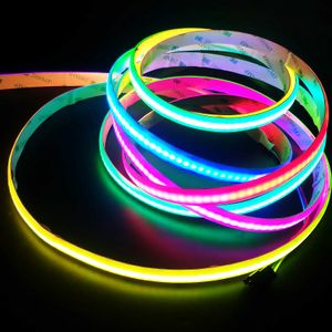 スーパーブライト12V WS2811 IC COB FOB RGB LED Pixel Flexible Strip Light Tape 216LEDS/Mアドレス可能な夢の魔法色変更IP67防水性高密度