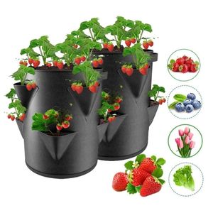 Andra trädgårdsmaterial Spring Strawberry Growing Bag Vegetabilisk Planting Pot Plant 5710Gal Terrace Multi-Mouth Container S 220921